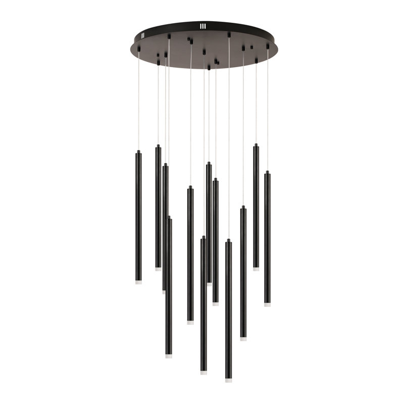 Lustre cascade 12 lumières 12 lumières A, Noir mat