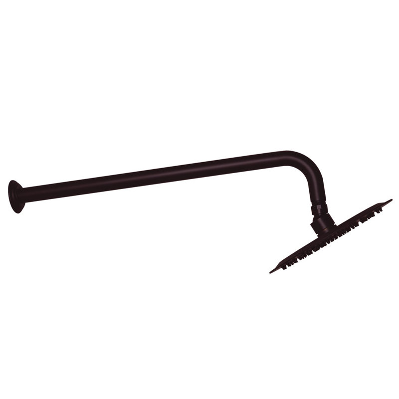8" Round Thin Rainfall Shower Head with 1/2" IPS x 19" IPS Wall Mount 90-Degree Arm and Flange, Oil Rubbed Bronze