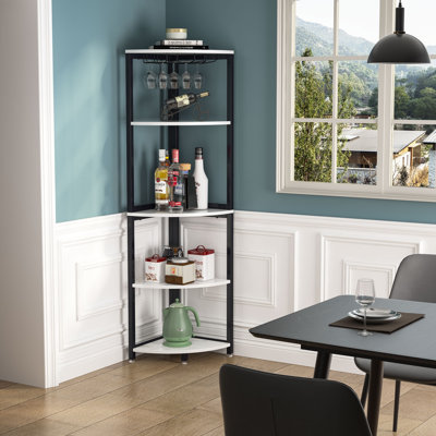 Étagère à 4 niveaux en fer avec porte-verres à vin