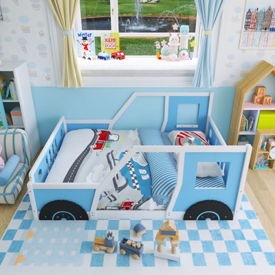 Childlike Unique Car-Shaped Platform Bed, Suitable For Boys