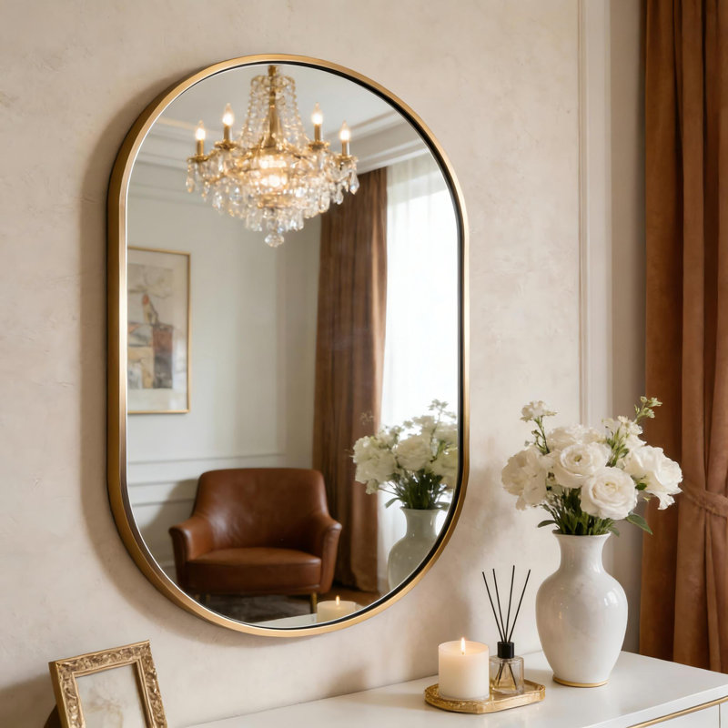 Miroir de salle de bain Onshuntay, 28 po x 20 po, Or