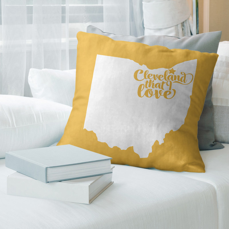 Leather/Suede Reversible Pillow Cover, Cleveland, 14" x 14", Yellow