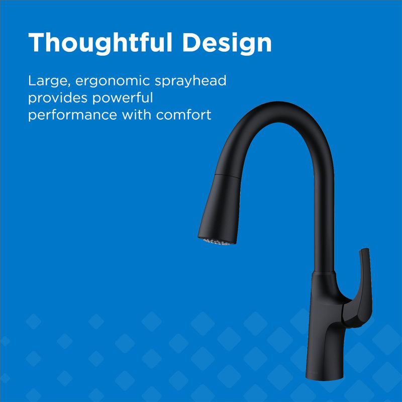 Pilsen Single Handle Pull Down Sprayer Kitchen Faucet with Deck Plate with Soap Dispenser, Matte Black
