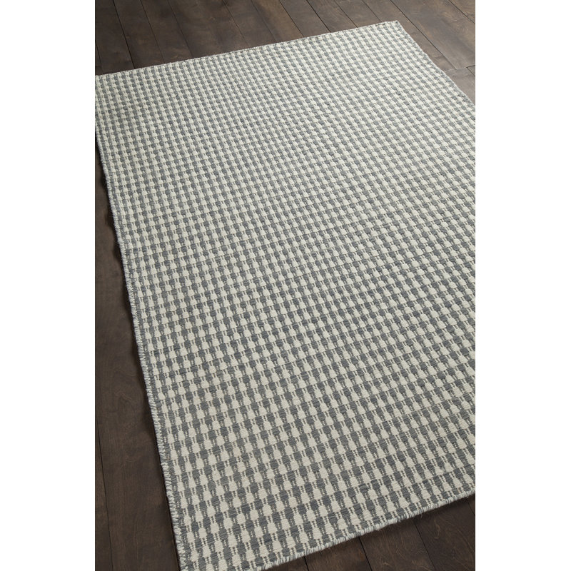 Modern Crest Beige and Gray Handwoven Wool Rug 5' x 7'
