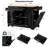 Black Kitchen Island With Concealed Trash Can, Internal Storage Rack, Power Outlets, 3 Drawers, Side Shelves, 5 Cart Cabinet, Rolling, Look-404005807