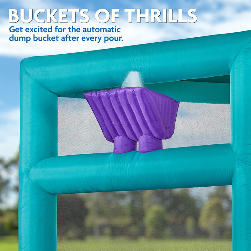 Mega Purple and Teal Inflatable Water Slide Park