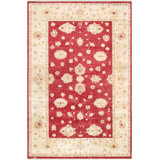 Oushak Hand Knotted Wool Oriental Area Rug in Red/Ivory