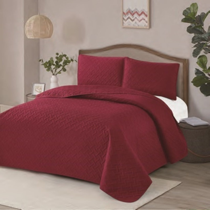 Bedding, King Quilt + 2 King Shams, Burgundy
