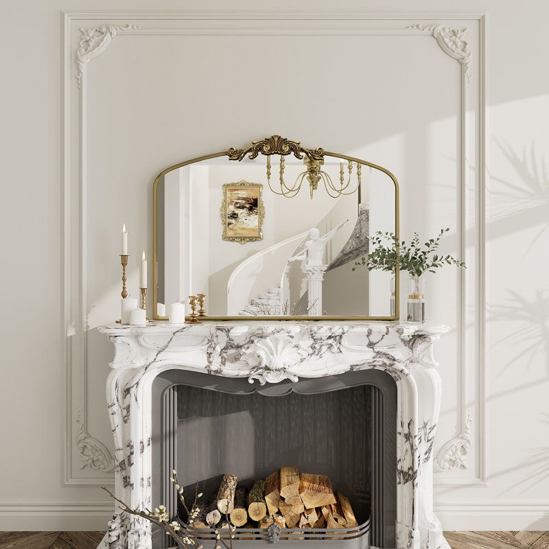 Miroir mural en verre trempé Amara, 30 po x 40 po, Doré