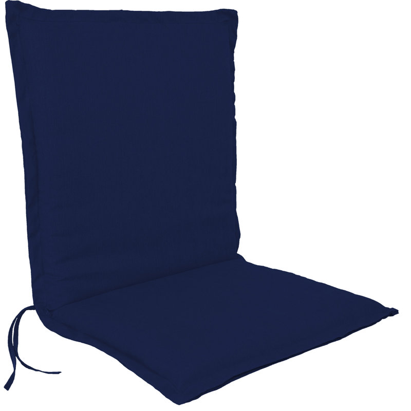 22" x 41" Woven Navy Solid Outdoor Chair Cushion with Ties and Flange