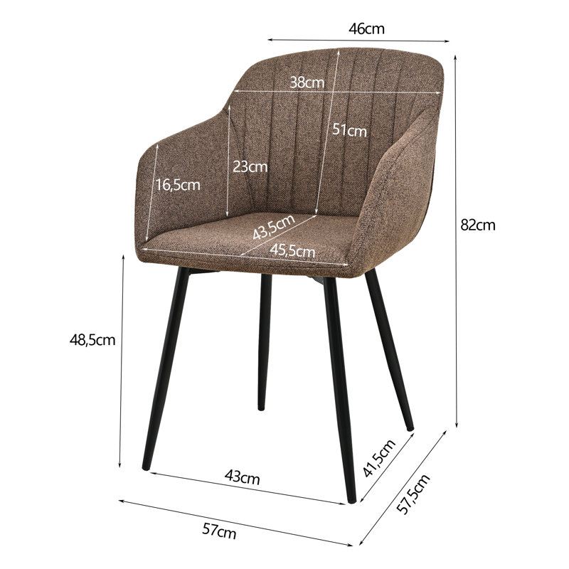 48.5 cm H Linen Armchair, Mocha Brown, 6, Mocha Brown, Black