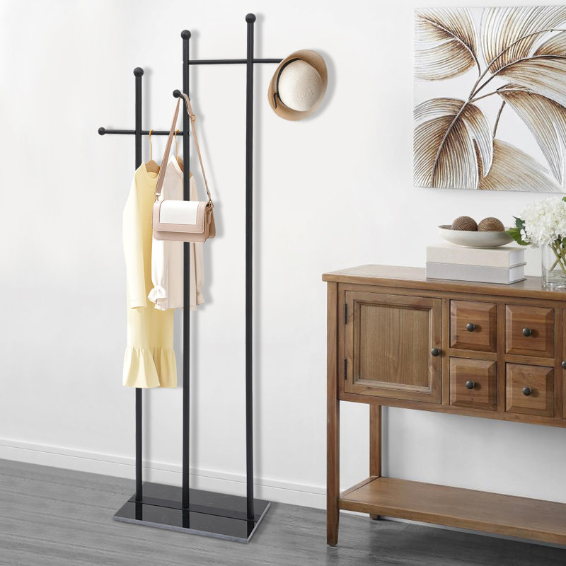 Clothes Rack, Garment Rack With Marble Base, Black