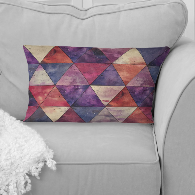 Coussin lombaire mauve rouge Midcentury
