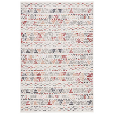 Tapis ivoire / gris / rouille en polypropylène tissé à la machine Jamykal