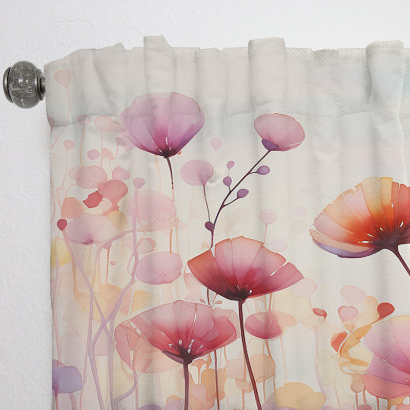 Michon - Mauve Botanical Whispers IV - Rideau moderne - Velours obscurcissant - 1 panneau, L 52 po x L 84 po