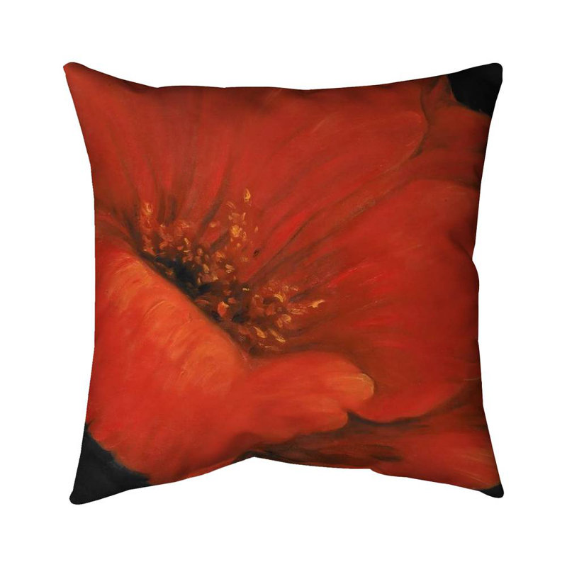 Red flower - 20"x20" Outdoors Throw pillow - Spun poly - Print on demand, 20" H x 20" W