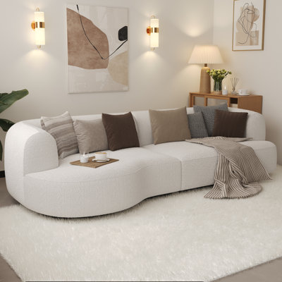 Canapé d'angle modulaire Cloud sans os de 279 cm (110 po), assise profonde et incurvée surdimensionnée avec 4 coussins de salon, aucun assemblage requis