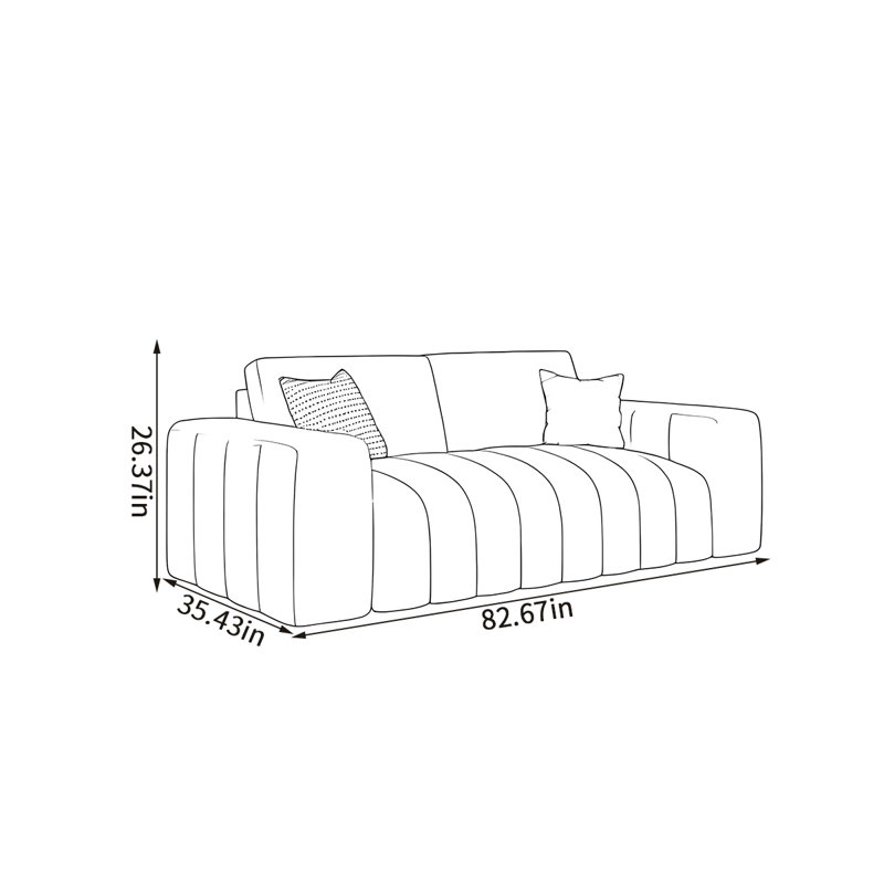 Canapé droit moderne, H 26,37 po x l 82,67 po x P 35,43 po