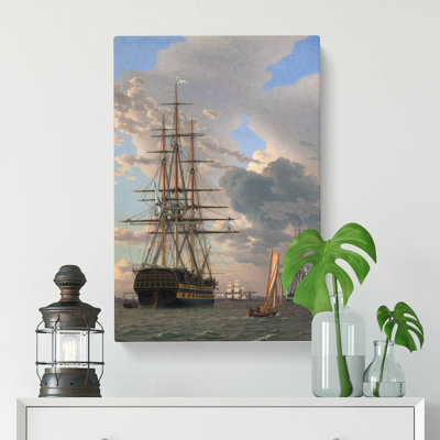 Russian Ship Of The Line by Christoffer Wilhelm Eckersberg - Wrapped Canvas