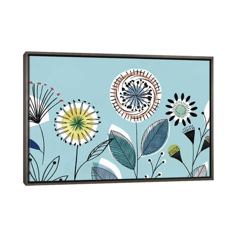 «Scandi Florals I» par Isabelle Z - impression d'art graphique, Toile avec cadre gris, H 40 po x l 60 po x 1,5 po