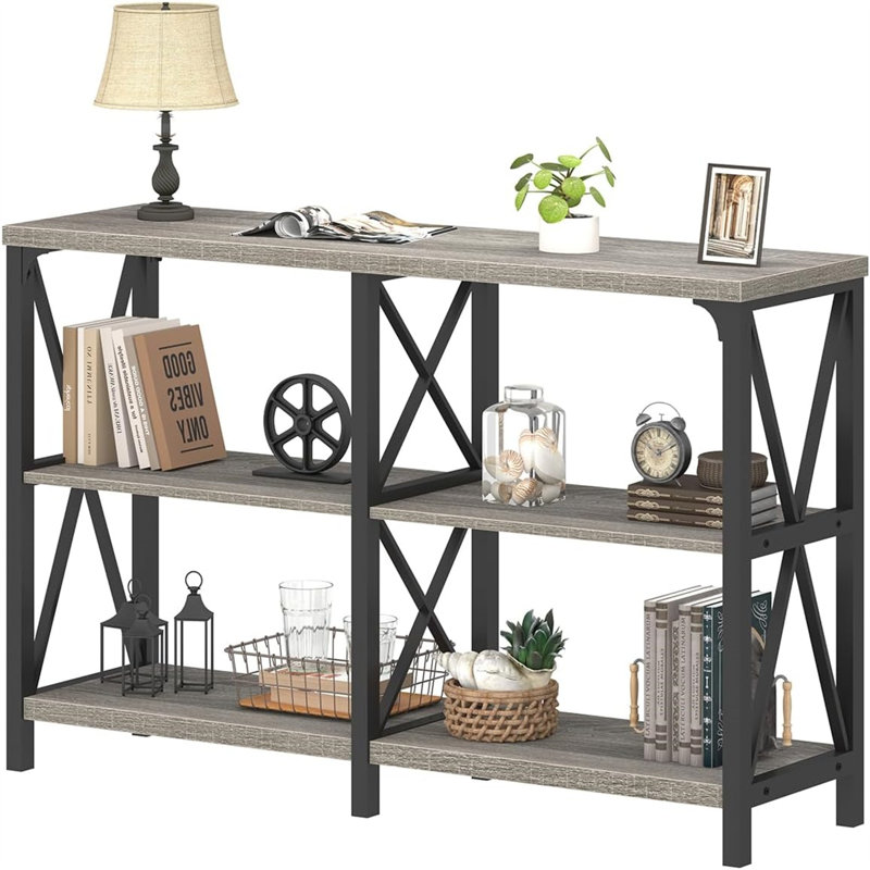 Chert 55'' Console Table, Gray, Black, 29.72" H x 55.12" W x 13.39" D