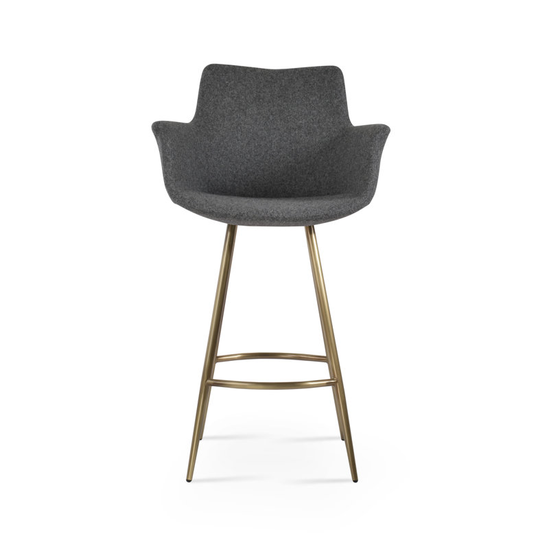 Bottega Galata Counter & Bar Stool, Dark Gray, Bar Stool (29" Seat Height), Brass