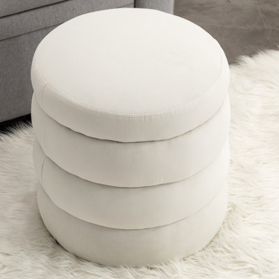 Round Velvet Footrest Stool - 17.38"X17.38"X18.5", 10.1Lbs, Foam Filled, Adds A Modern Touch To Living Rooms And Bedrooms Soft Fits Room Bedroom Decor