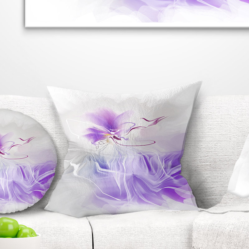 Motif floral abstrait peint bleu - Coussin imprimé floral, 16 po x 1 po, Coussin décoratif