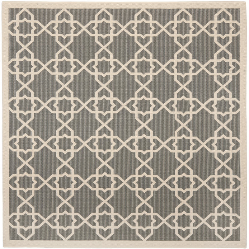 Courtyard Performance Geometric Indoor/Outdoor Area Rug, Square 6'7"