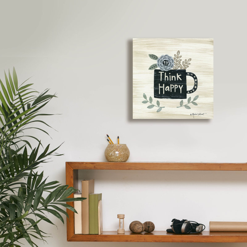 «Think Happy» - Impression sur toile tendue, H 12 po x l 12 po x P 0,75 po