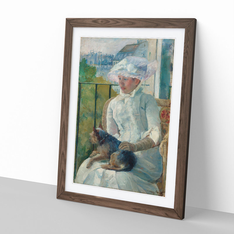 Young Girl at a Window by Mary Cassatt - Picture Frame Painting, 48cm H x 36cm W x 2cm D, Walnut Framed