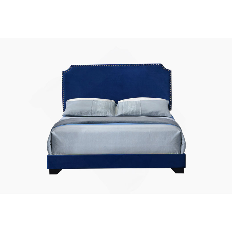 Grand lit en velours bleu Haemon