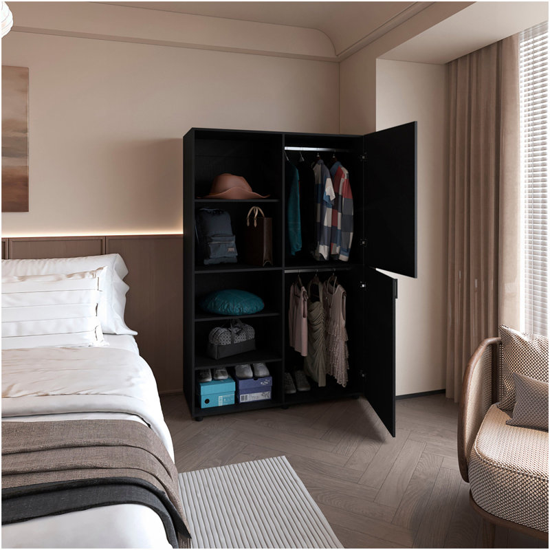 Armoire 2 portes avec rangement ouvert Wengue