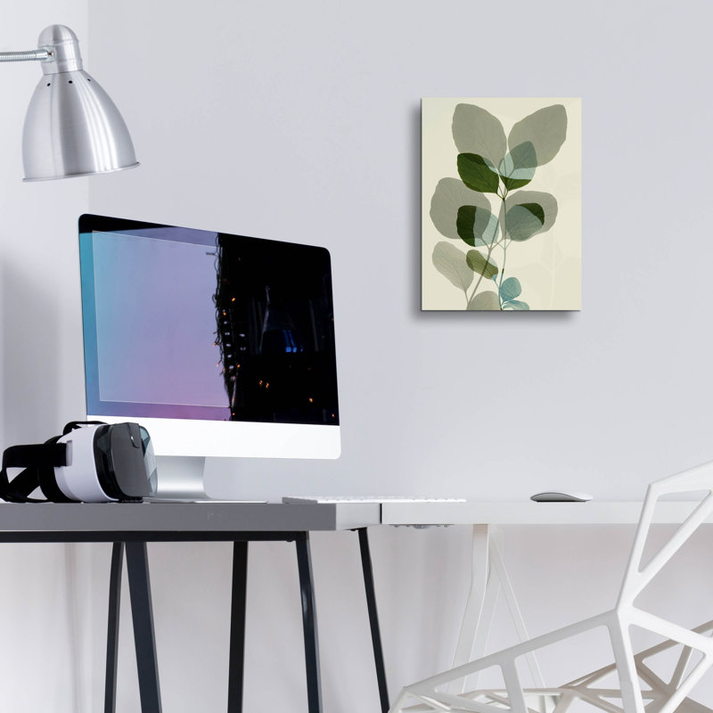 Art mural en verre Ebern Designs «Green Leaves 10» par Ian Winistanley, H 16 po x l 12 po x P 0,13 po