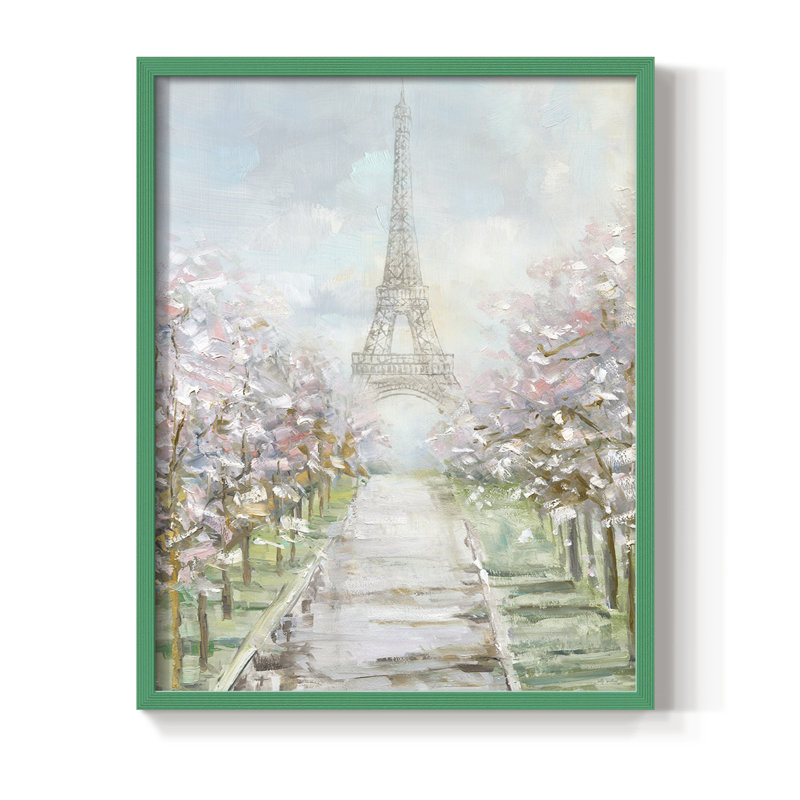 «Paris Trees», reproduction encadrée - bois massif, 21" H x 17" W, Vert