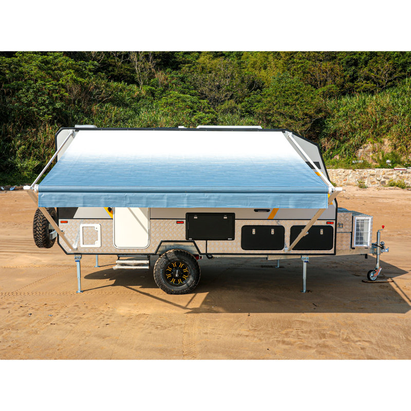 Retractable RV/Patio Awning, 96" W x 96" D, Blue Stripe