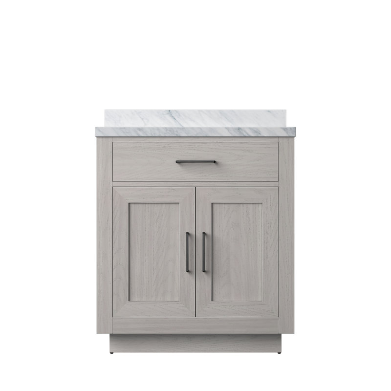 Meuble-lavabo double Shelter, Chêne blanc, Marbre de Carrare blanc, 30"