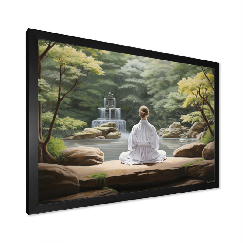 «Green Meditation Zen Garden II», reproduction, Cadre photo noir, H 12 po x l 20 po x P 1 po