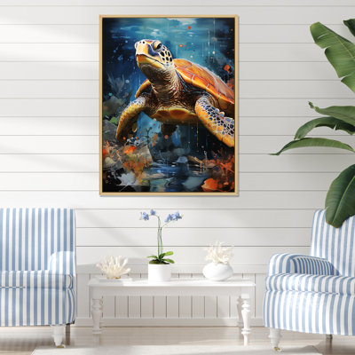 Représentation abstraite d'une harmonie de tortues I sur toile