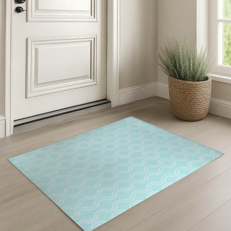 Paillasson décoratif Wavy Vine, Bleu, L 60 po x L 84 po