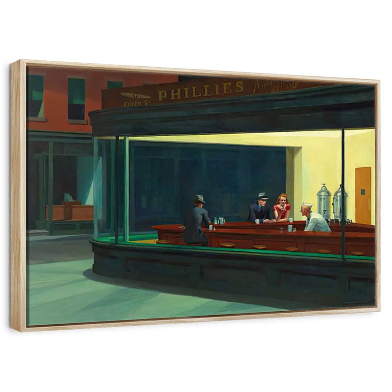Nighthawks, Cadre flottant en bois naturel, 37 po x 25 po