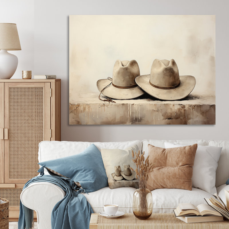 «Malai Cowboy Hat Minimalisme Style II», reproduction sur toile, Toile tendue, H 34 po x l 44 po x P 1,5 po
