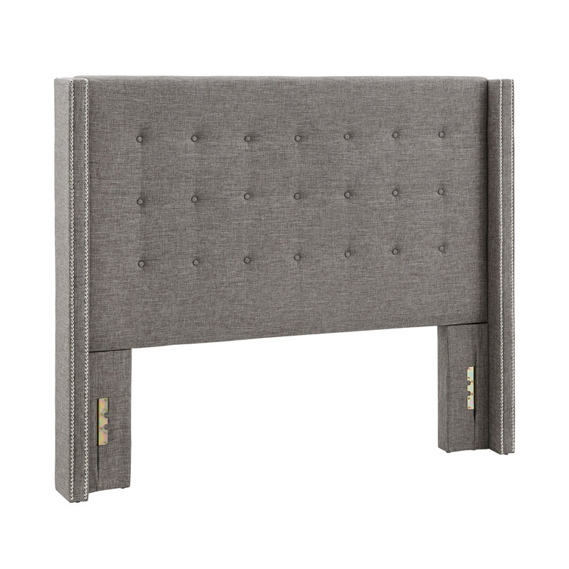 Kaster Upholstered Headboard, Full, Grey Linen