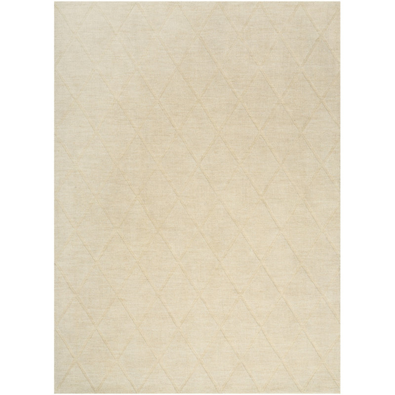 4' X 6' Ivory Wool Geometric Area Rug