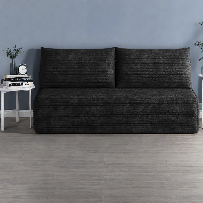 Canapé modulaire compact en velours côtelé 59 pouces Compression, Black