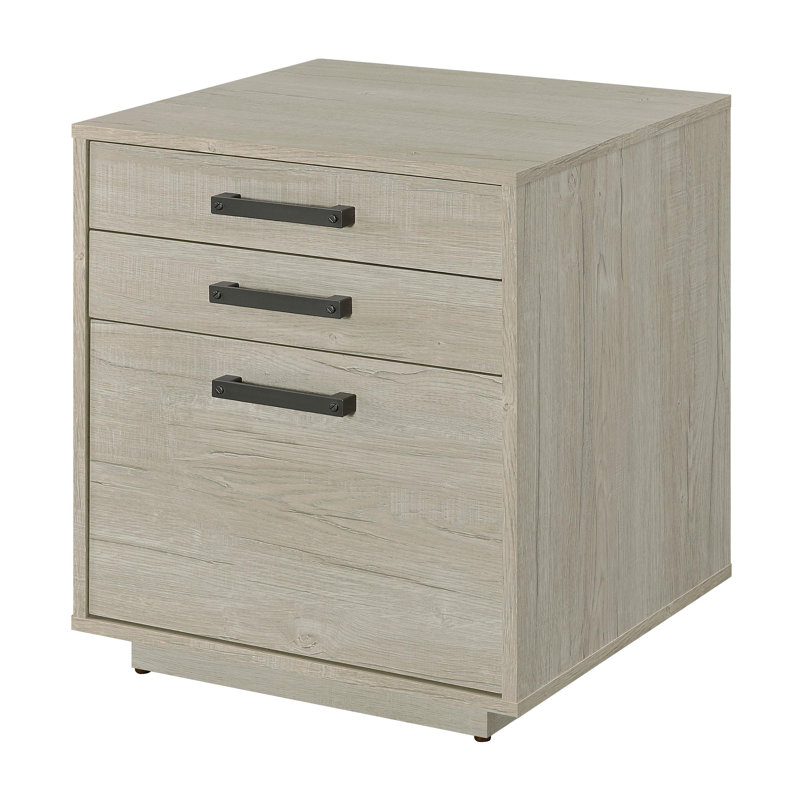 3-drawer Home Office File Cabinet Whitewashed Grey