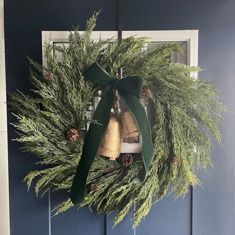 24" Green Cedar Artificial Christmas Wreath with Pine Cones