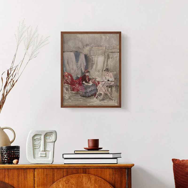 «Vintage Floral Print CCLXI» sur papier, H 10 po x l 8 po, Noyer
