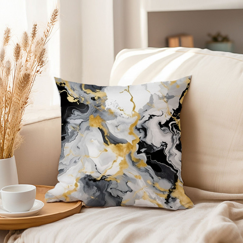 Abstract Black & Gold Strokes I Modern