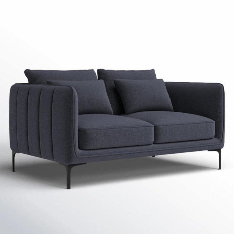 Retro Luxury Straight Sofa, Blue Gray